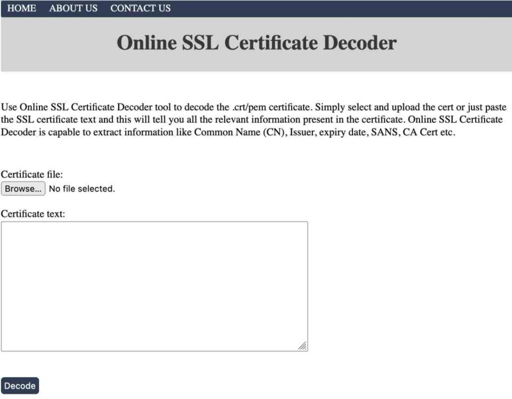 Online SSL Certificate Decoder