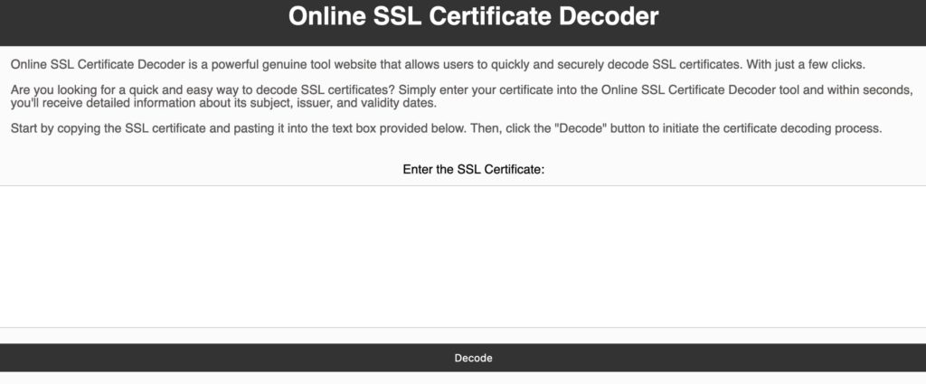 Online SSL Certificate Decoder